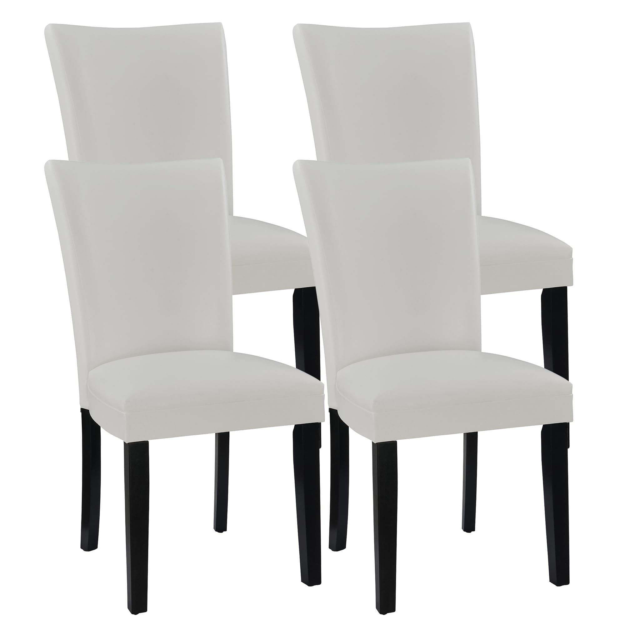 LEEMTORIG Set of 4 Upholstered Parsons Dining Chairs, Faux Leather Dining Room Kitchen Side Chair with Solid Wood Legs for Living Room Bedroom Outdoor