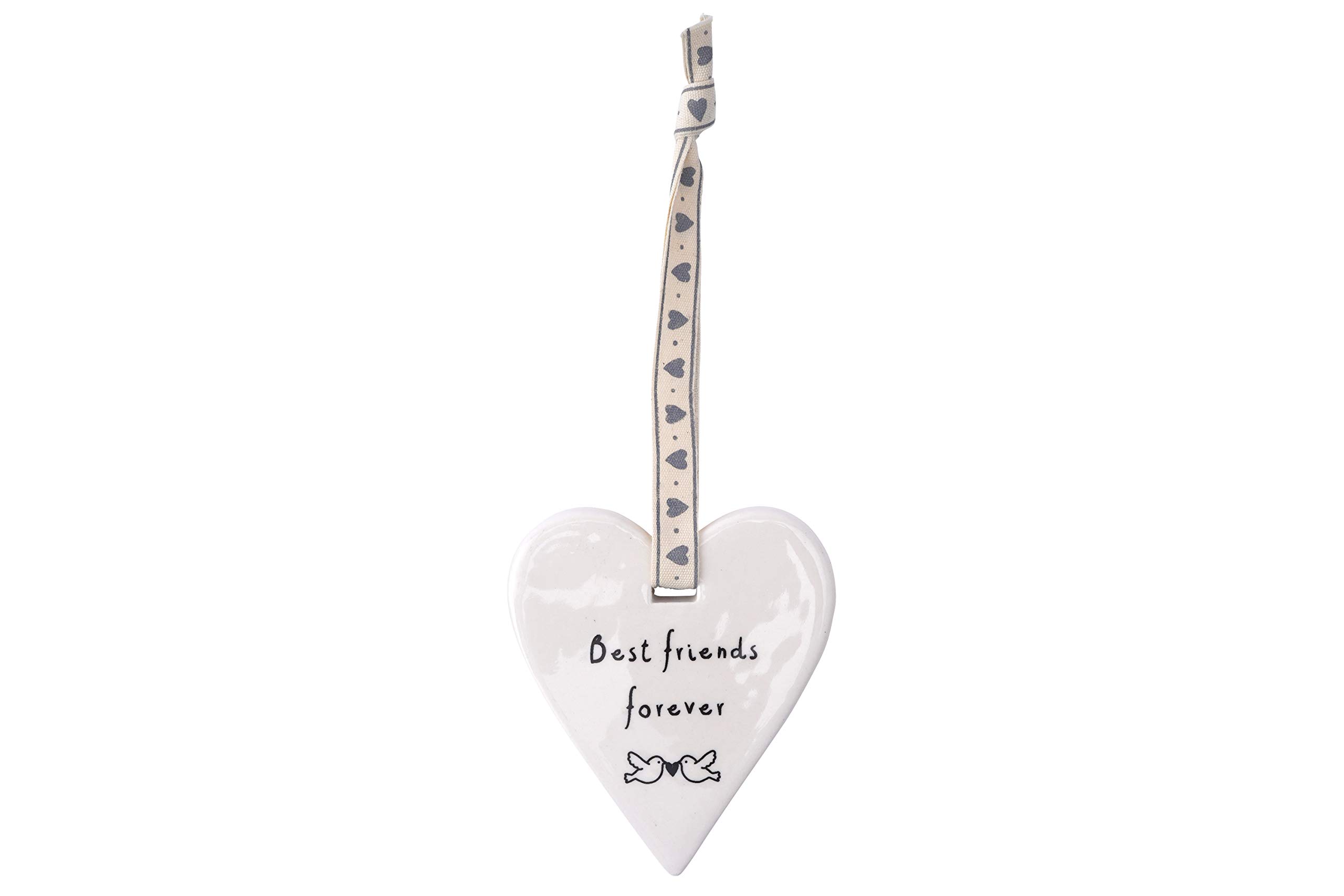 Cgb Giftware White | Hanging Heart Ornament Plaque Sign | Ceramic | 'Best Friends For Ever' | Gift For Friendship Birthday Christmas Valentines | Gb01450h