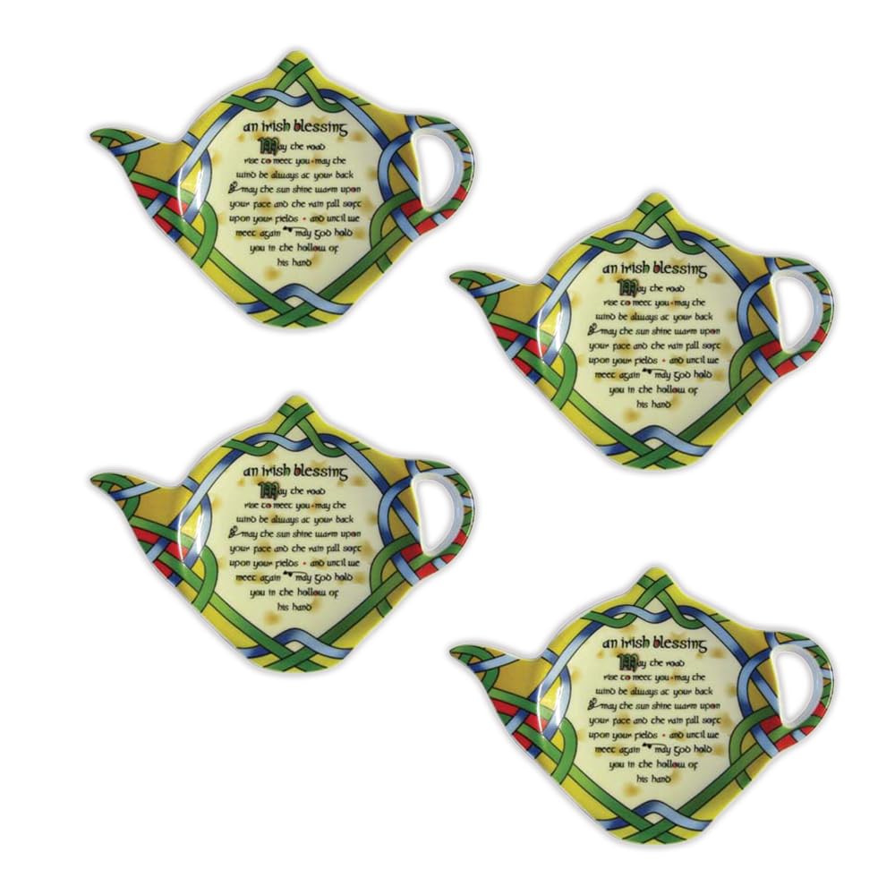 Royal Tara Ceramic Set Tea Bag Holders Kitchenware Present Teapot Shaped Resting Caddy Celtic Colors Irish Symbol Housewarming Gift 4
