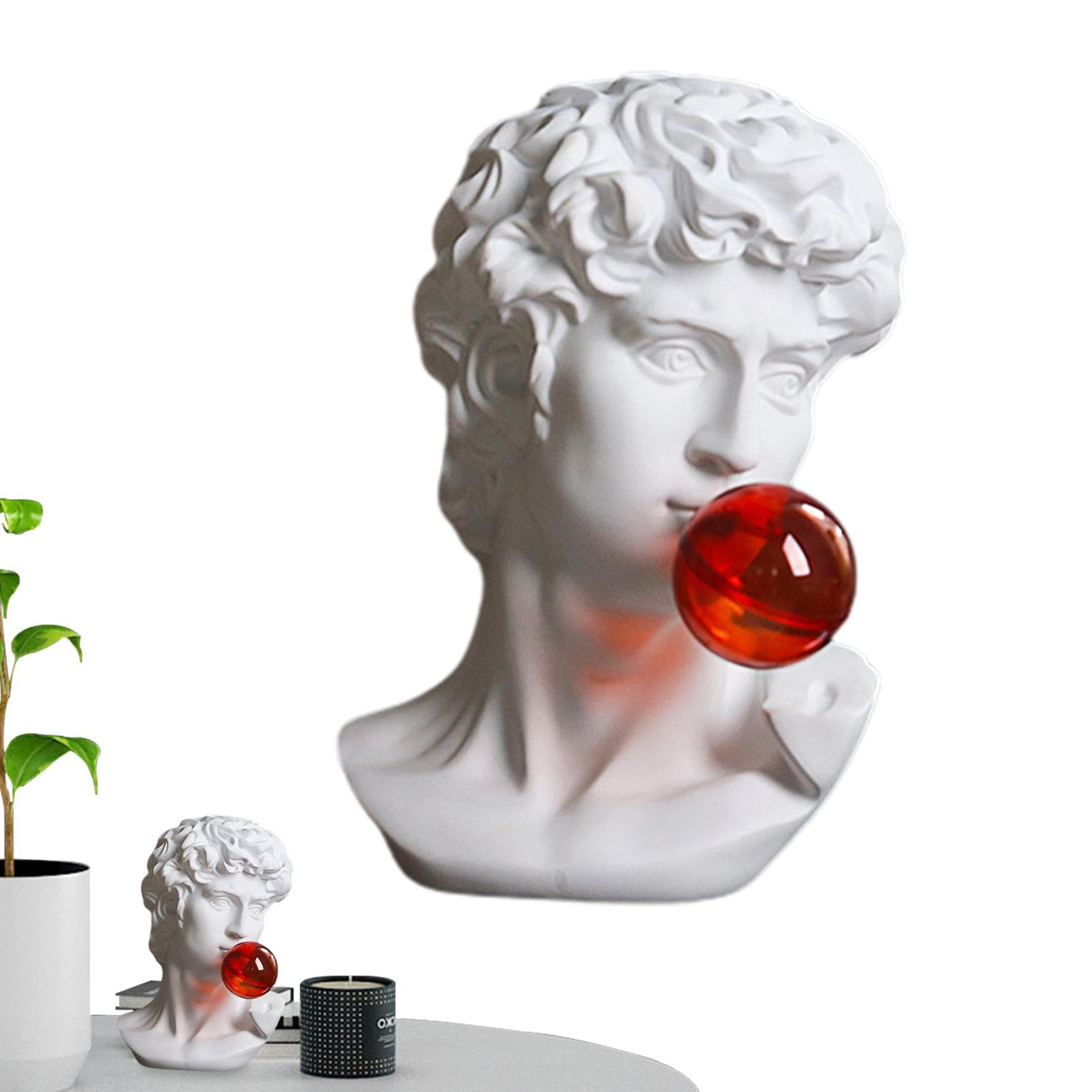Statua di David, Statua del busto David Blowing Bubbles scultura unica, statua artistica da desktop impermeabile, ornamenti decorativi multifunzionali, decorazione per la casa per tavolo,
