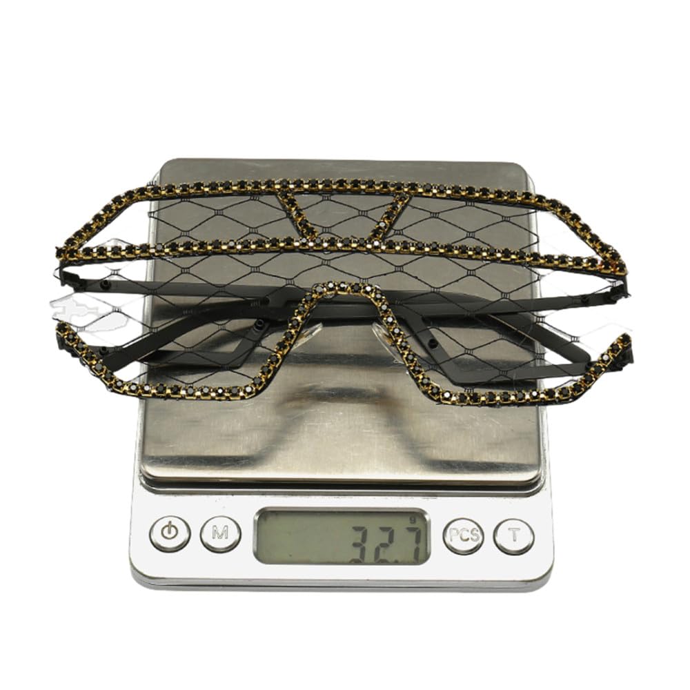 Trends Spitze Punk Brille Damenmode Diamanten Sonnenbrille Weiblich Übergroße Persönlichkeit Einteilige Strass Brille