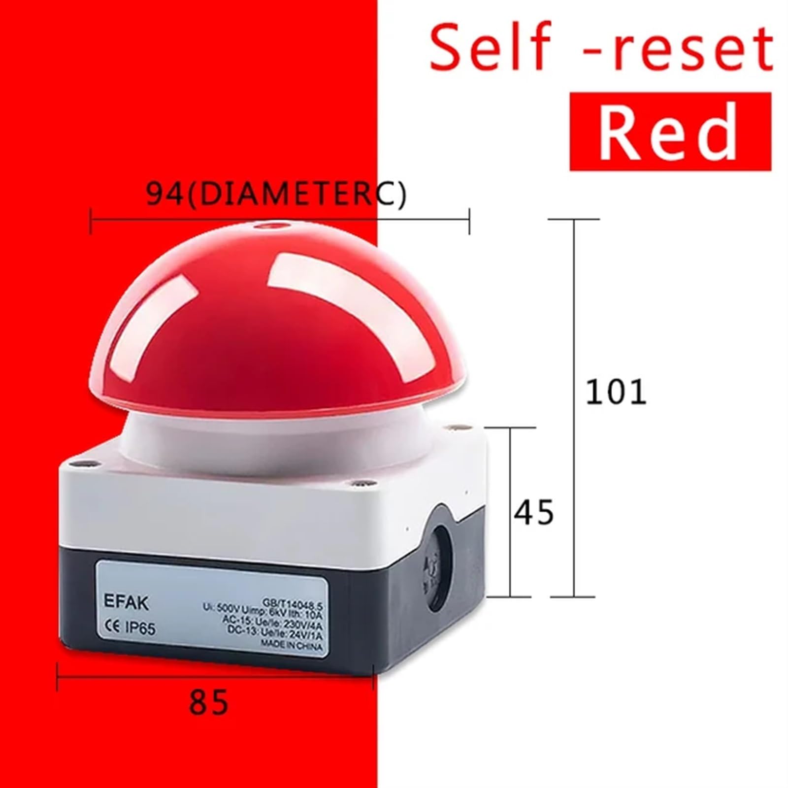 Interruptor de Pedal IP65, Respuesta a Prueba Agua, botón Parada Emergencia CA/CC, empuñadura pie, reinicio automático, Contactor Arranque Bloqueado NO/NC(Red Self-Reset)