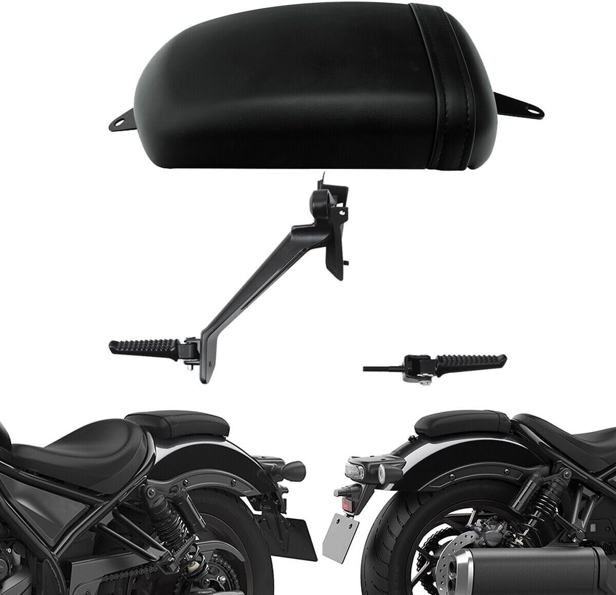 Green-L Motorcycle Passenger Pillion Seat & Footpeg with Bracket Fit for Honda Rebel 1100 CMX1100 2021-2025