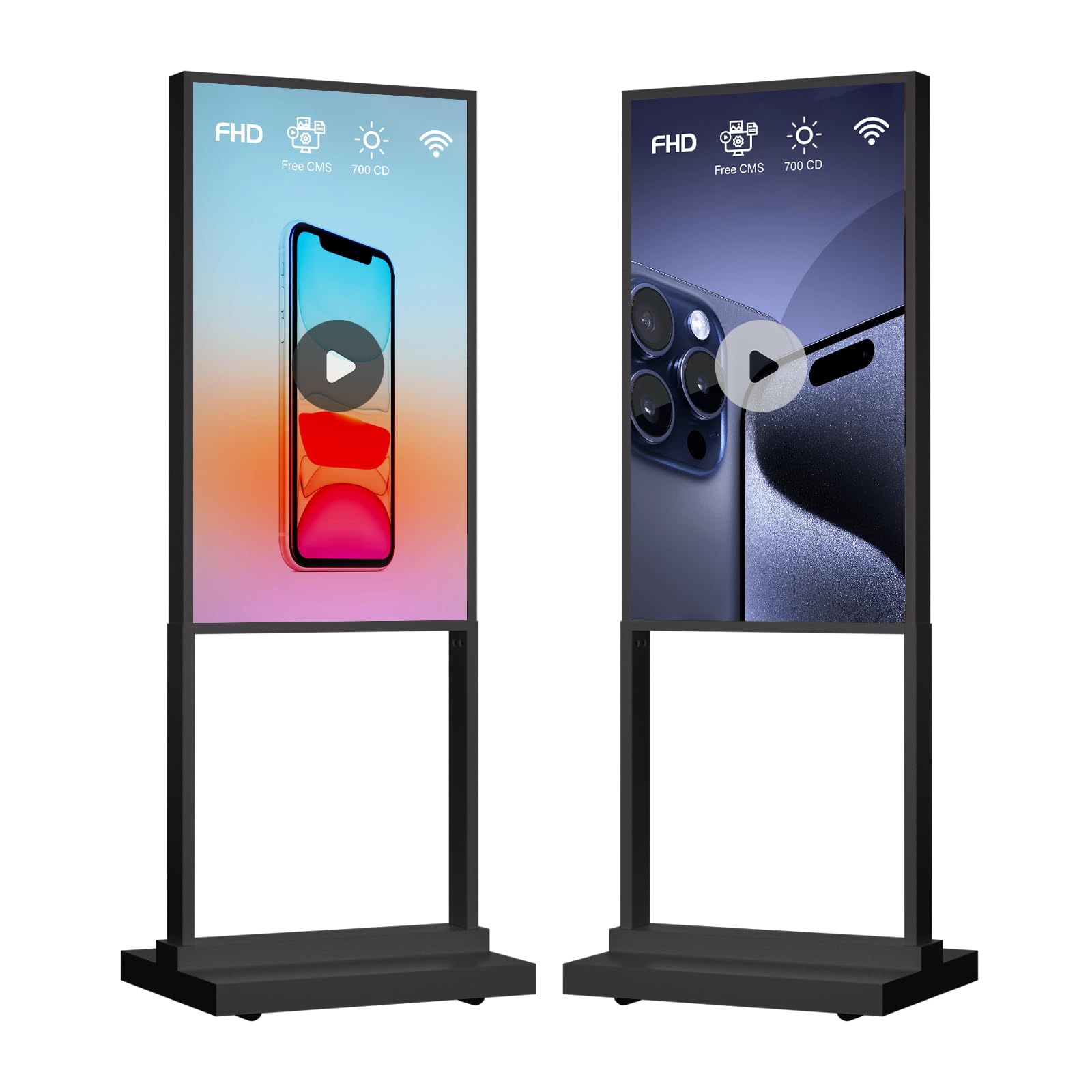 FHD 700 Nits Digital Signage Wandhalterung 32 Zoll, schmaler, rahmenloser LCD-Monitor für gewerbliche Anwendungen, 2–32 GB, Android 9.0