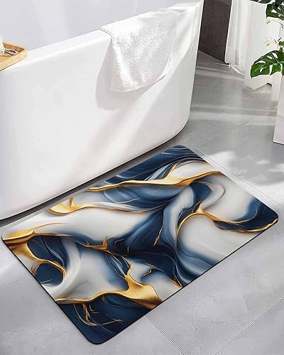 Tapete de baño azul marino dorado para bañera, antideslizante, de secado rápido y absorbente, tierra de diatomeas, cocina, ducha, fregadero,