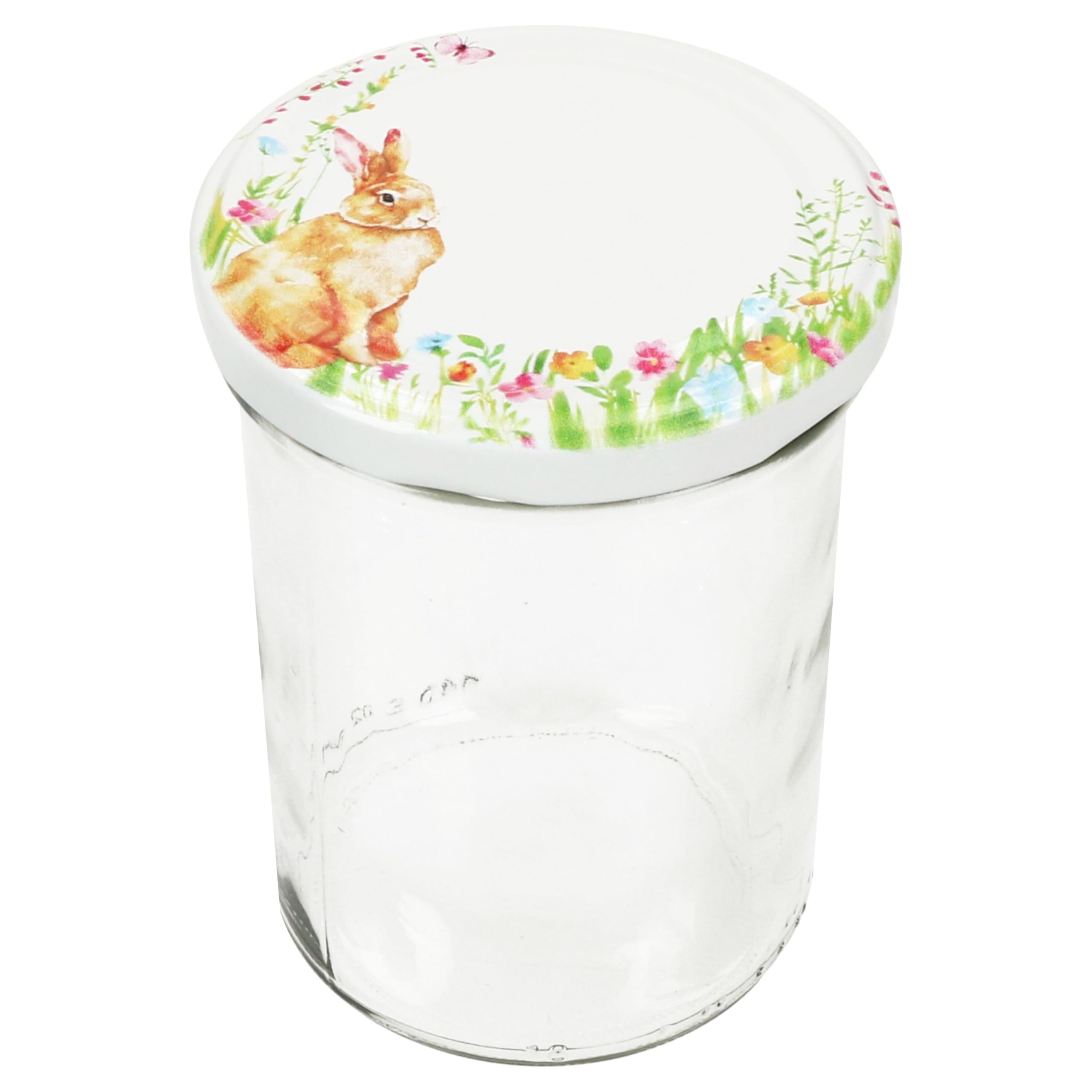 MamboCat 50er Set Sturzglas 435 ml mit to 82 Schraub-Deckel Osterfreude I mit Hasen & Blumen, Ostern I Einmachgläser + Diamant-Zucker-Rezept-Heft I Vorratsgläser einkochen