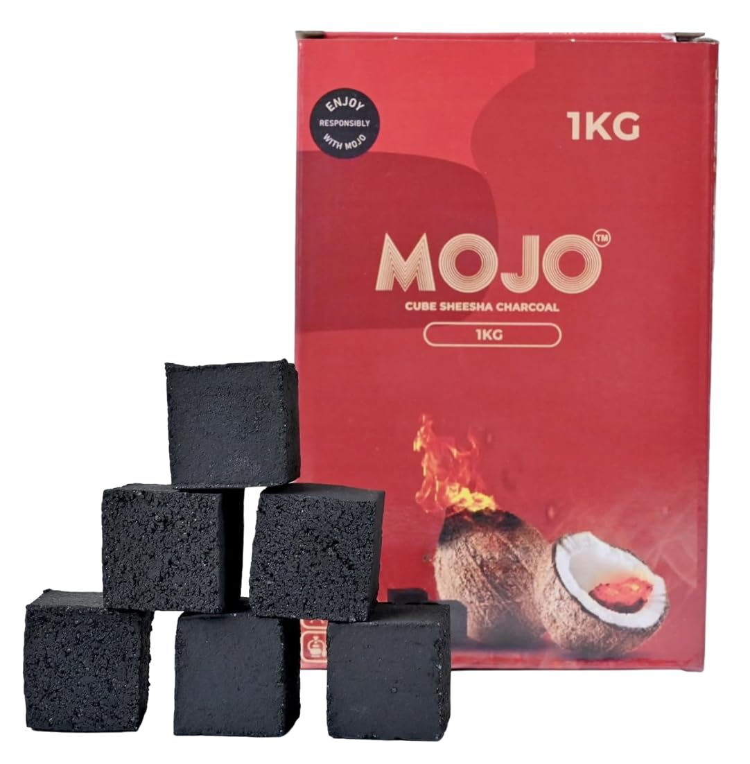 MOJO 1kg(72 Pcs)Coconut Shell Charcoal Cube Briquette for Hookah|As seen on Shark TankIndia|Instant Light,Burns upto 120 Mins|100% Organic,Natural Sheesha Coal Cubes for Smoking|Dense SmokewithFlavour (B0BFWHPV32) Amazon Price History, Amazon Price Tracker