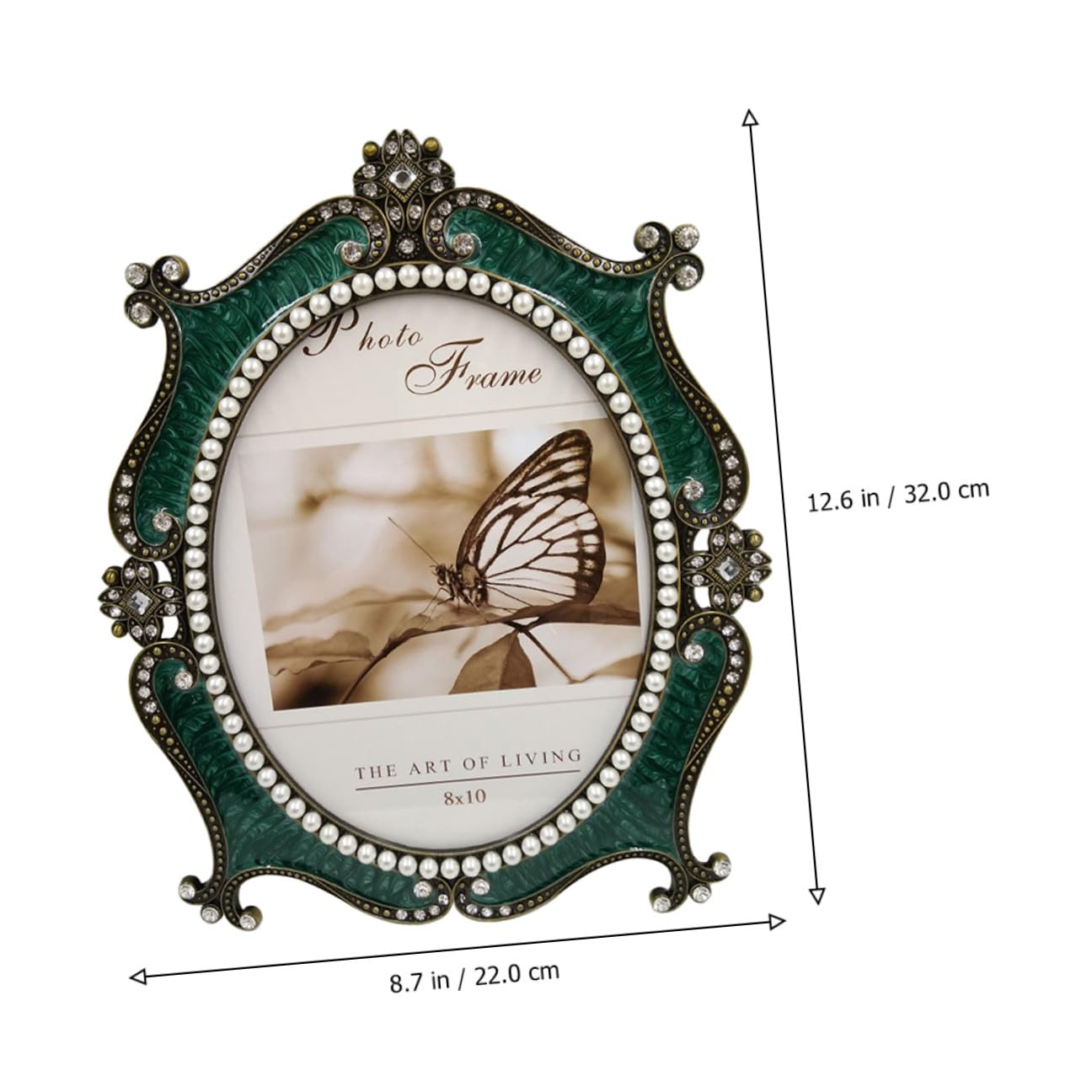 Abaodam Cornice Decorativa in Metallo Stile Retrò da Tavolo 10 Pollici Verde per Foto Nozze, Porta Foto Elegante Artistico per Arredamento Casa e Album Fotografici