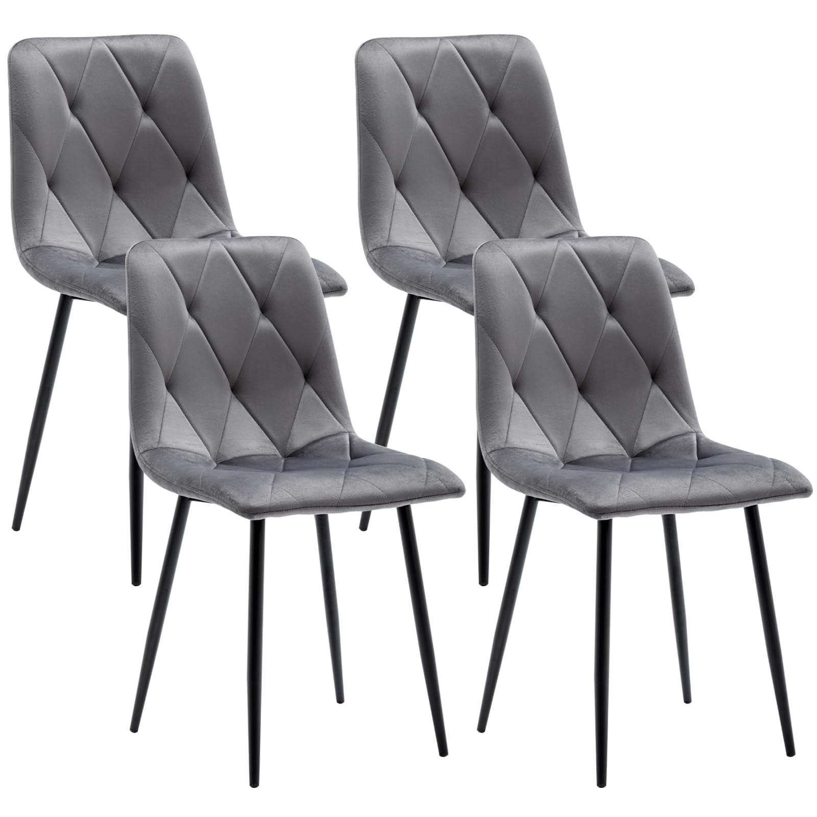 Artist Hand Set of 4 Dining Chairs for Dining Room Living Room, Velvet Fabric Dining Chairs Set of 4 with Backrest Upholstered Seat Solid Metal Legs, Gray โ image 1