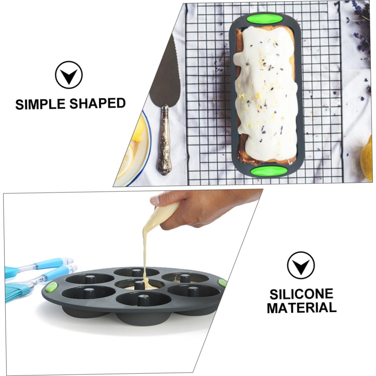 Luxshiny Molde para Hornear Pasteles 5 Piezas de Silicona Gris, Kit Práctico para Repostería y Bizcochos en Horno
