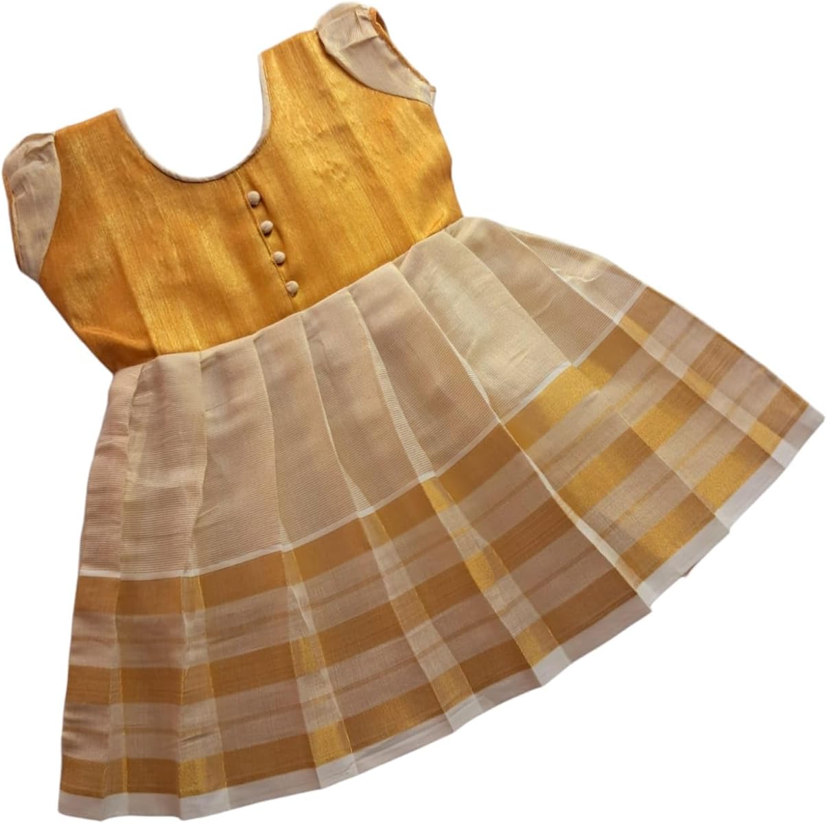LOTUS ETHNICBaby Girl's Kerala Tissue Cotton Frock Pattu Pavadai LEHENGA CHOLI Chaniya Choli (0-5 Years)