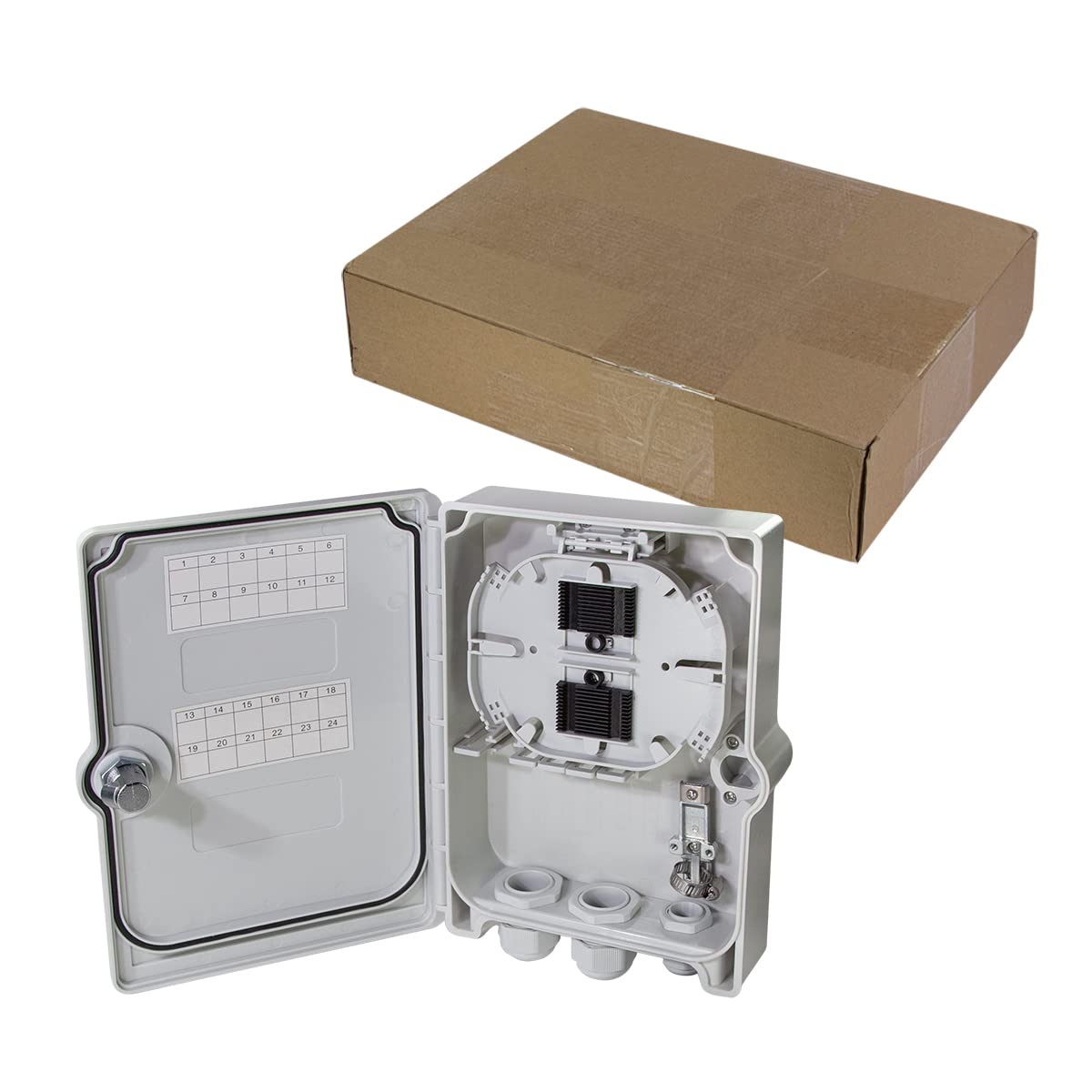LogiLink FB124E - FTTH/FTTB-Anschlussleergehäuse, für max. 24 Fasern, 6X LC/QD o. SC/DX