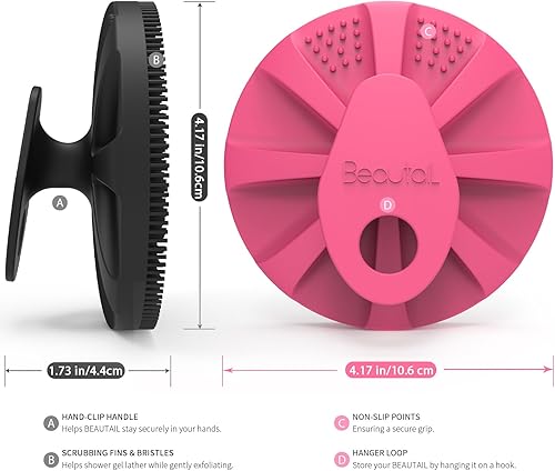 Miniatura 6 de Cepillo de baño de ducha de 3 generación, 2 unidades de silicona para masaje, suave masaje, más higiénico que la lufa, exfoliante suave para pieles