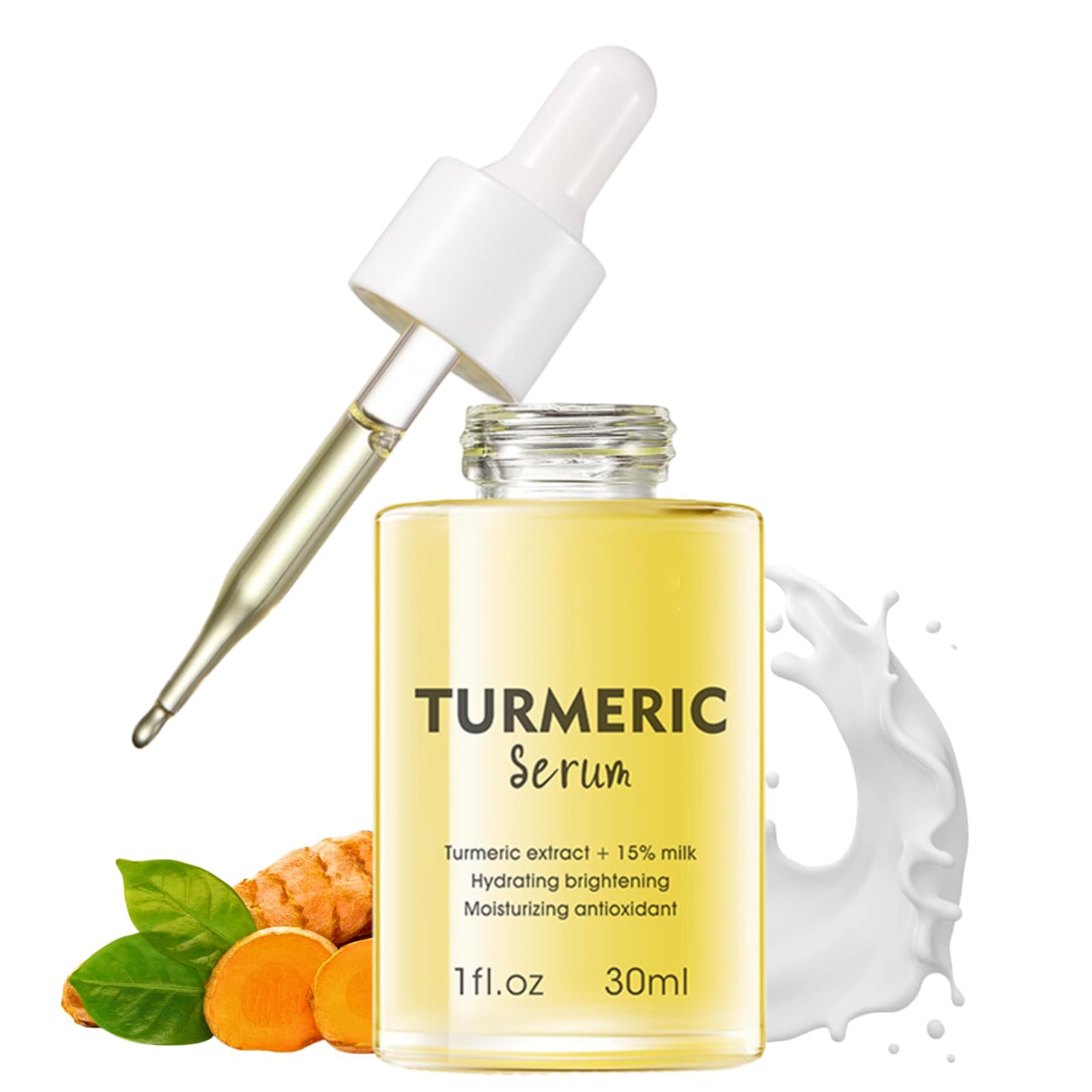 Turmeric Face Serum With 15% Milk, Turmeric Dark Spot Correcting Glow Serum For Face, Brighten Anti Wrinkle Serum, Turmeric Oil Hydrating Serum For Antioxidant, Reduces Fine Lines, For All Skin