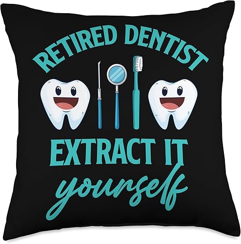 Miniatura 5 de Funny Retired Dentist Orthodontist Hygienist Almohada higienista ortodoncista con extracto de dentista jubilado, 16 x 16 pulgadas, multicolor