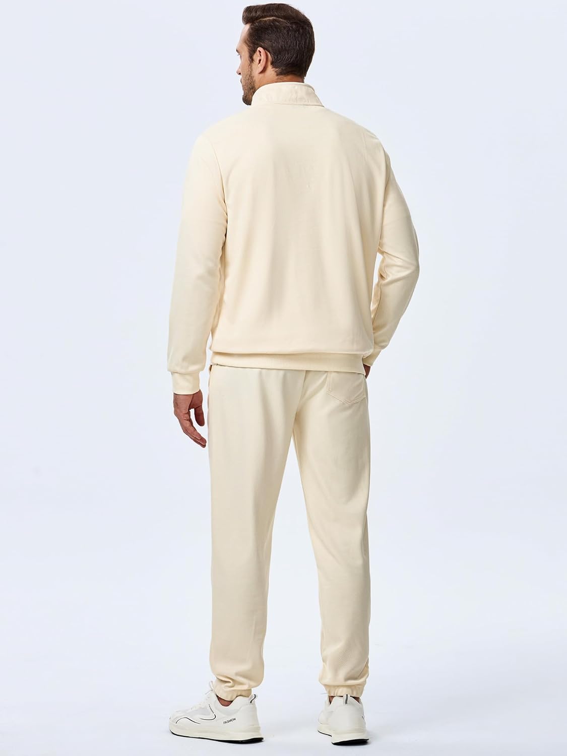 JMIERR 2025 Men Fall Tracksuit 2 Piece Set Old Money Polo Quarter Zip Twill Sweatsuits Jogging Sweatpants Loungewear - Image 4