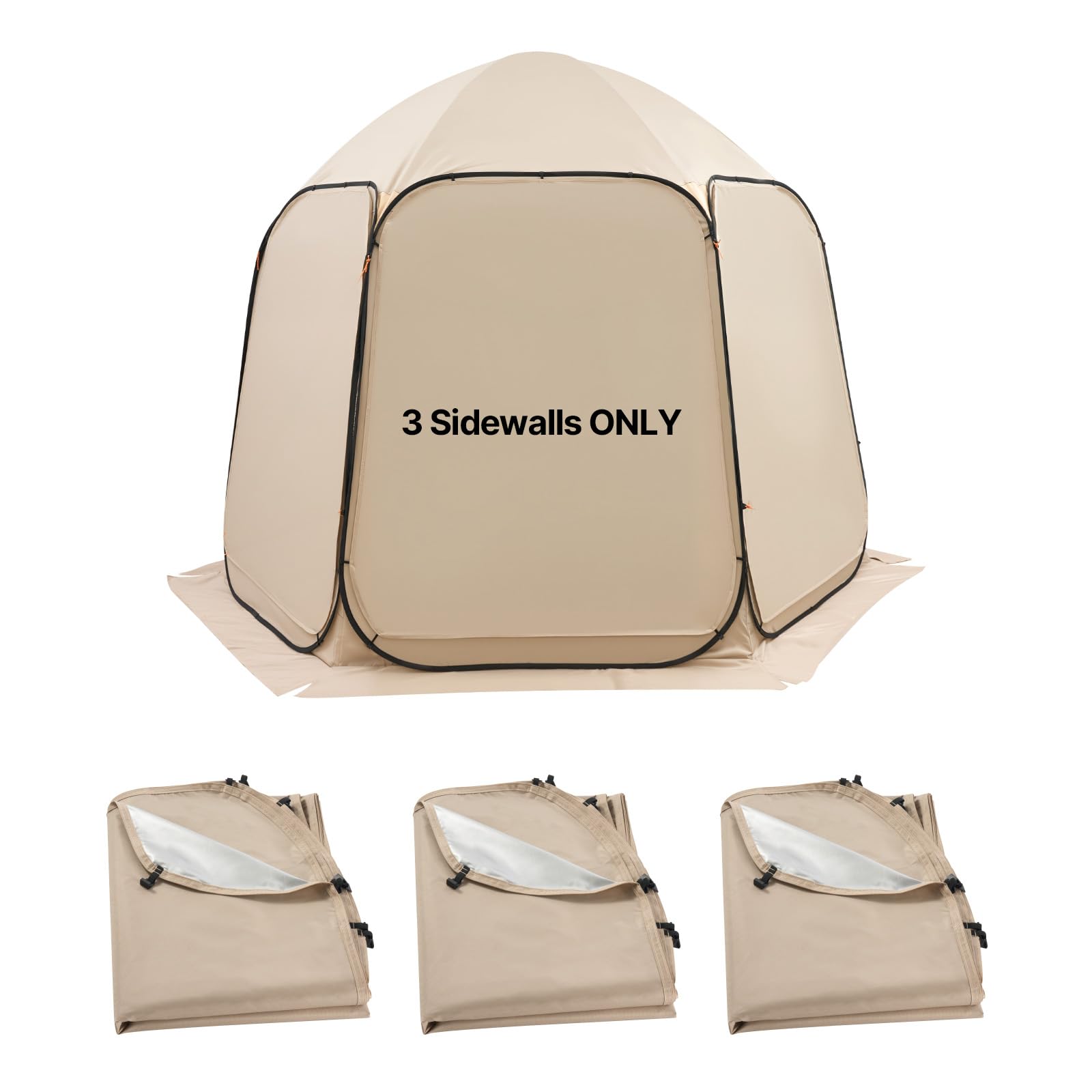 VEVOR Pack of 3 Shade Sail Canopy for Tents with Mosquito Net 3.0 x 2.65 m, 300D Oxford Fabric, Waterproof and UV Protector for BBQ Garden Camping Beach Tent Screen House