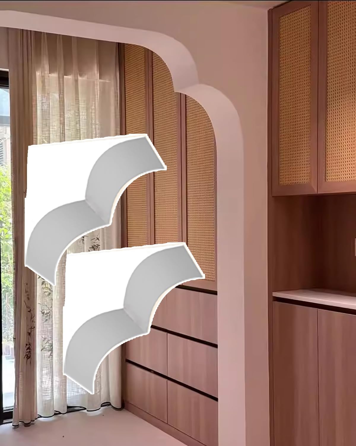 Kit de arco de puerta redondeado – espuma, borde precurvado pintable para sala de estar, moldura superior de medio círculo para decoración del hogar