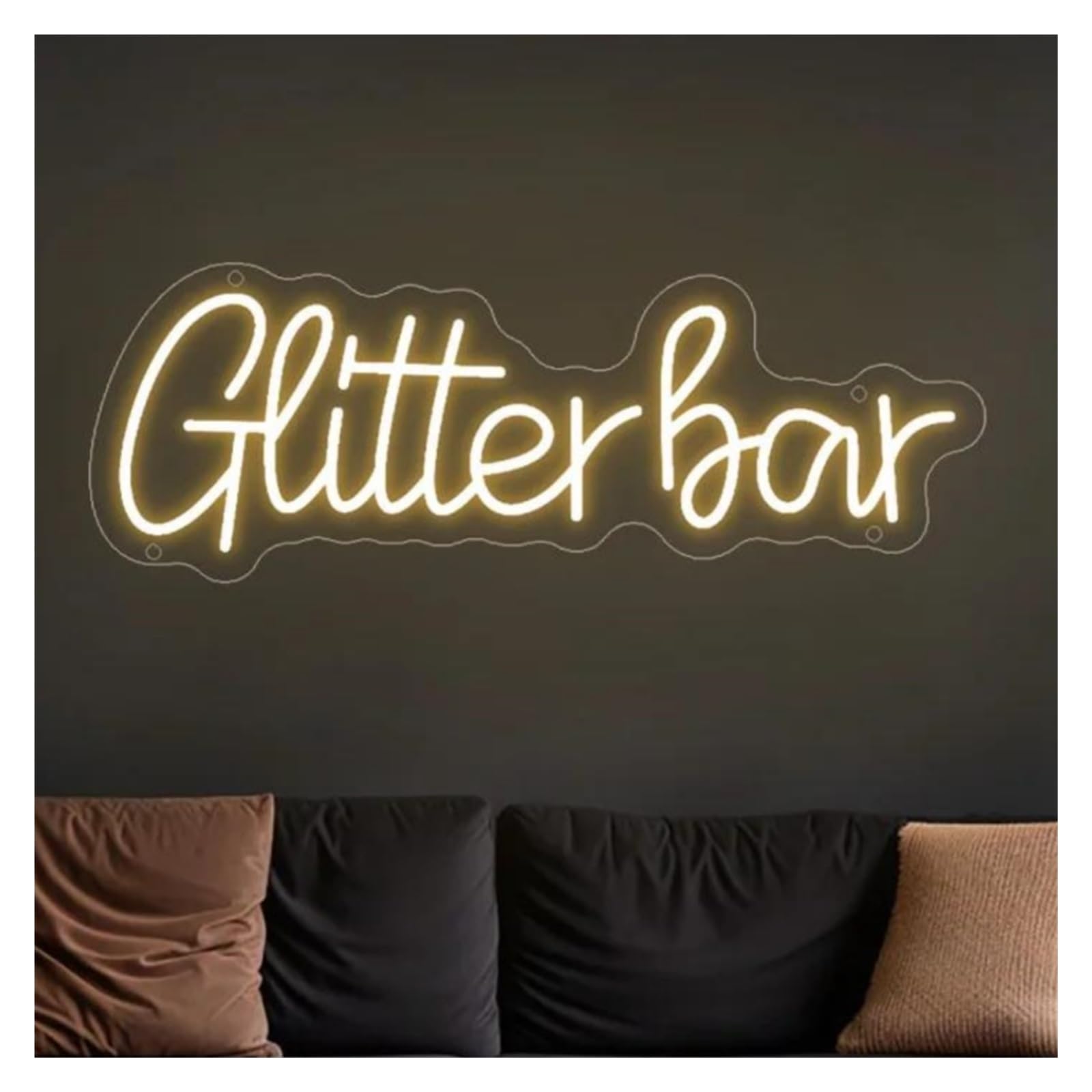 Shouxi Yellow Sign Lamp Led Glitter Bar Neon Sign, Usb Powered Decor For & Themed Lounge 14.1Cm×40Cm(Yellow)