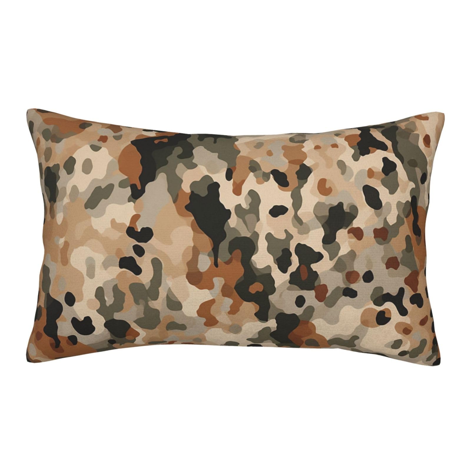Velvet Pillowcases 14"x20" Ultra Soft Breathable Pillow Cases, Luxury Fuzzy Throw Pillow Covers with Zipper, Brown and Leopard Print Camouflage Pillow Shams Decorative Cushion Cases for Couch