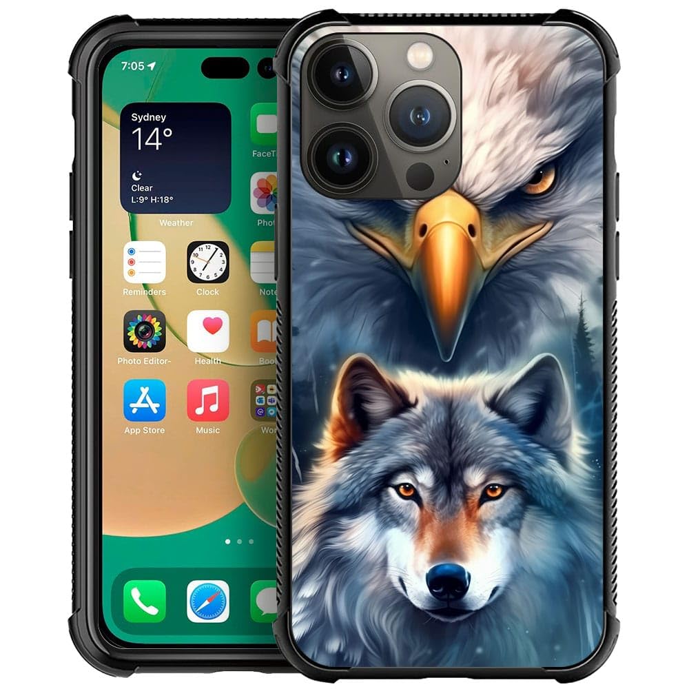 Compatible with iPhone 14 Pro Max Case Soft Phone Case Bald Eagle Wolf Gray Pattern Shockproof Anti-Scratch Case for Women Girls Compatible with iPhone 14 Pro Max