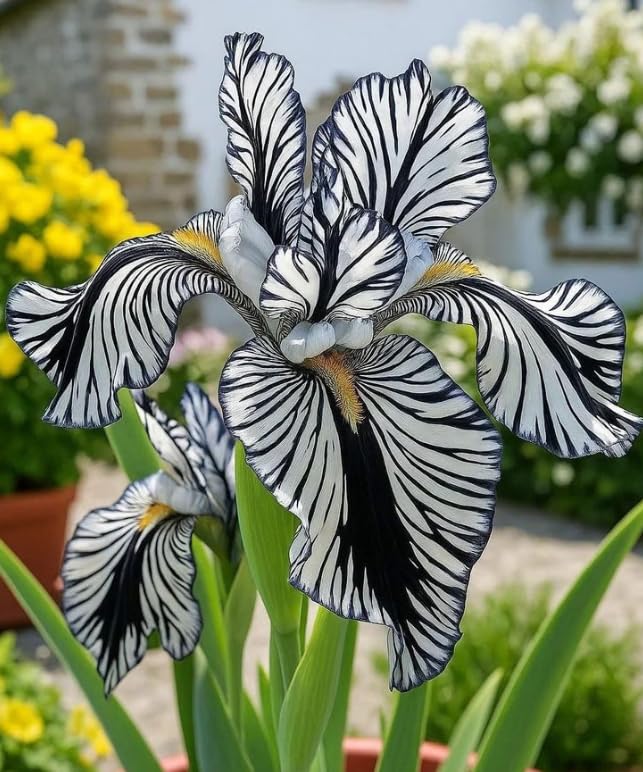 Live Iris Perennial Plants, Vibrant Blooms Hardy Shrub for Outdoor Container Garden-that Grow Fast/Golden Jade Carving-4 Bulbs-E