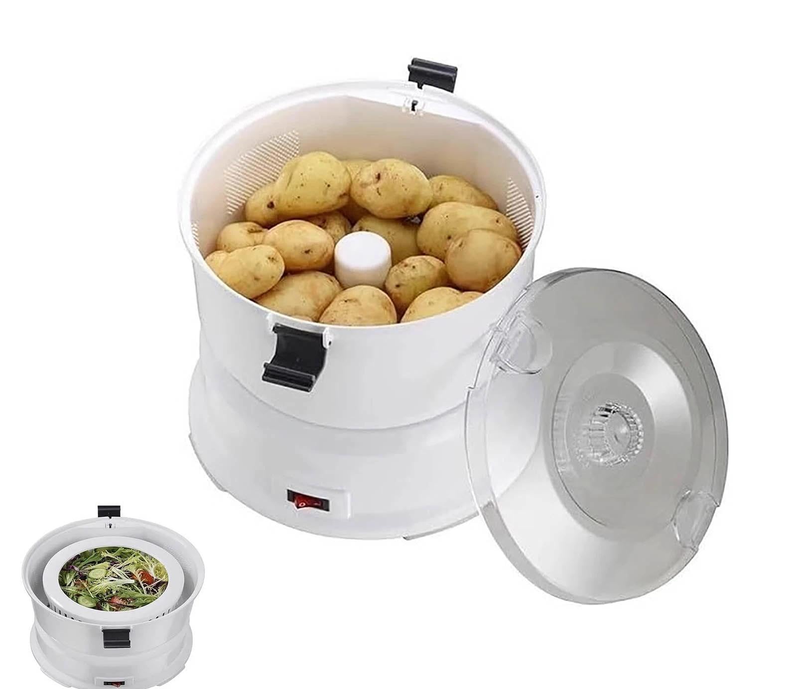 Pelador eléctrico de patatas, máquina peladora automática de verduras de acero inoxidable de 85 W, máquina peladora de alimentos de un solo toque para el hogar, cocina o uso comercial