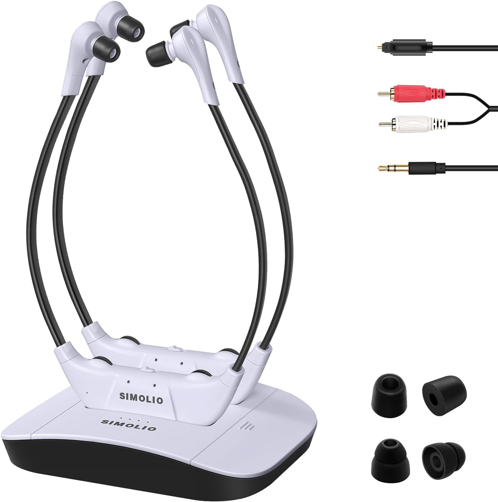 2.4GHz Digital Wireless Headphones for TV Listening with Clear Dialogue, Wireless TV Headsets for Seniors/Hard of Hearing, 100ft Long Range, No Delay (Optical/AUX/RCA) SM-824D2