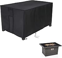 Vista 13 de Cubierta rectangular para hoguera de 56 pulgadas, cubierta de mesa para fogata de gas propano, impermeable para exteriores, 56 x 27 x 15 pulgadas