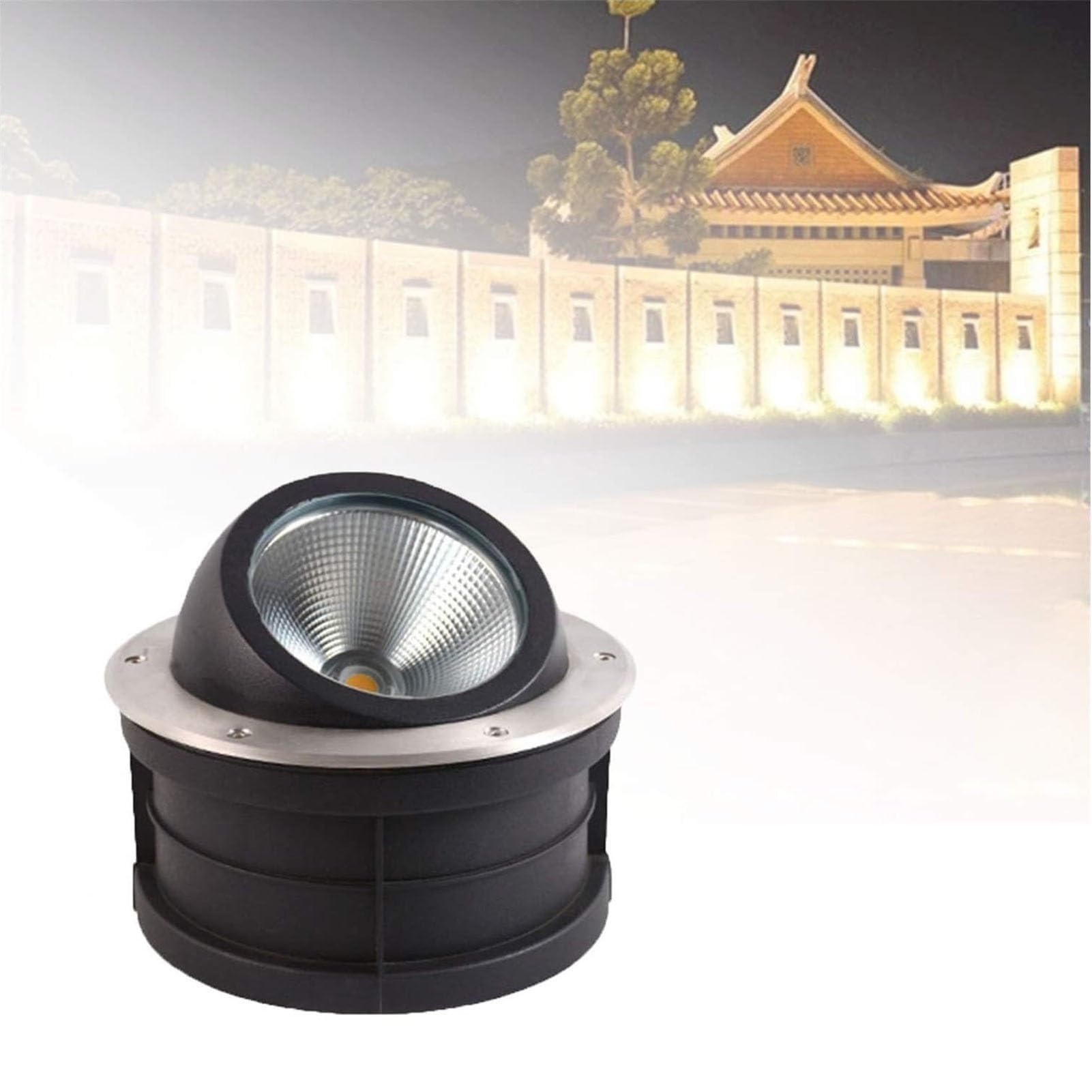 QICBYING Outdoor Buried Lights - LED Landscape Lamps, AC 220V Outdoor Recessed Spot Light, IP67 Waterproof Spotlight/Led Beam Light, Garden Tree Spotlight(Warm White,15w)