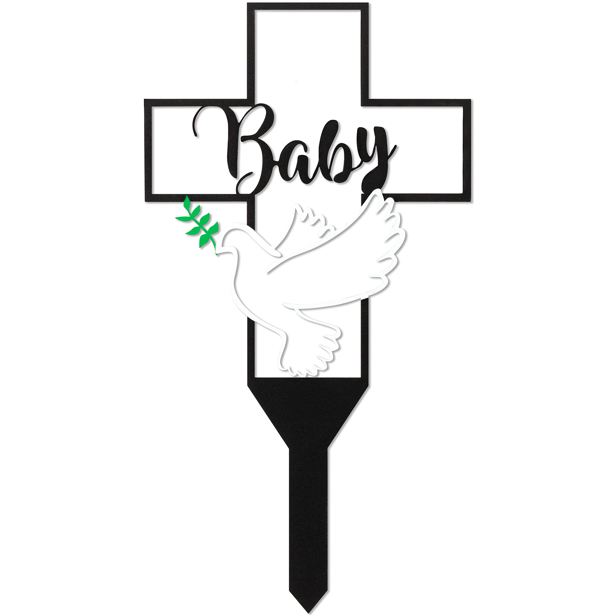 BUoonyer Baby Memorial Graves Markers Cemetery Decorations, Metal Cross Stakes Grave Stones Cemetery Headstones Decor, Babies Graveyard Remembrance Graveside Sign for Garden Outdoor Outside Yard