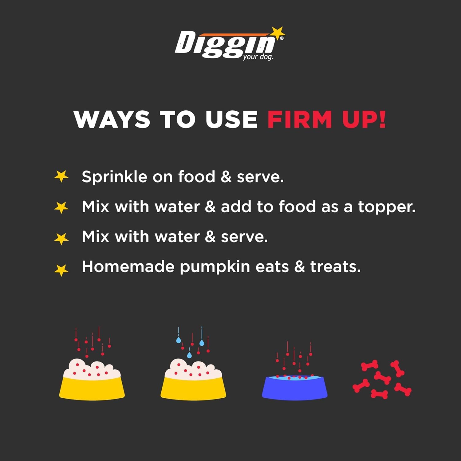 Diggin' Your Dog Firm Up Cranberry, Probióticos y Prebióticos para Perros y Gatos, Digestivo Rico en Fibra, Ayuda con Diarrea y Protege Flora Intestinal, Bolsa de 113 gr.