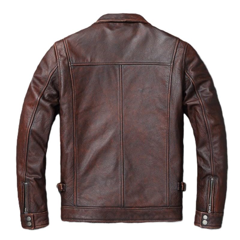 Men's Classic Vintage Brown Genuine Leather Jacket with Multi-Chest Flat & Zipper and Utility Pockets2