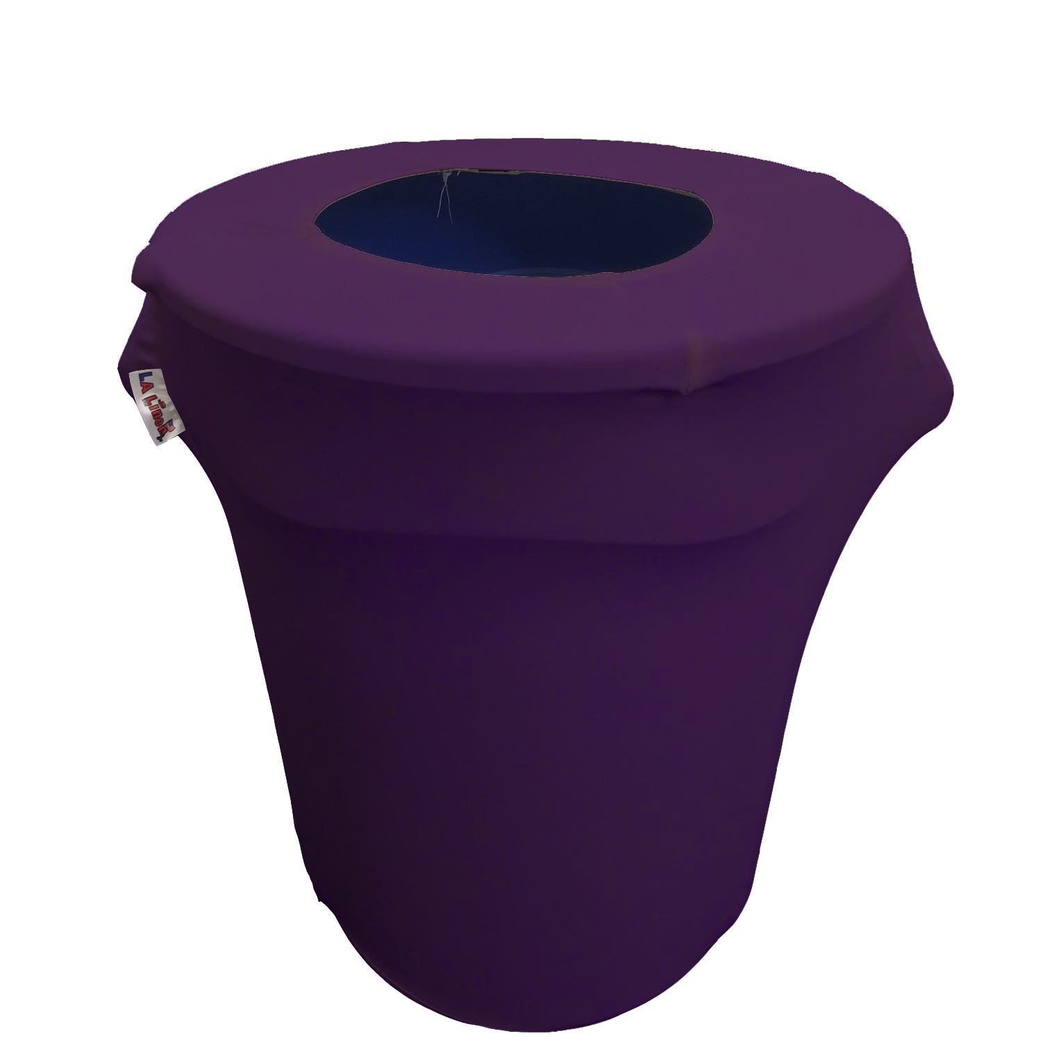 LA Linen Stretch Spandex Fitted Trash Can Cover 32-Gallon Round, Bin Waste Container Cover, Outdoor Indoor Patio Backyard Decor, Purple