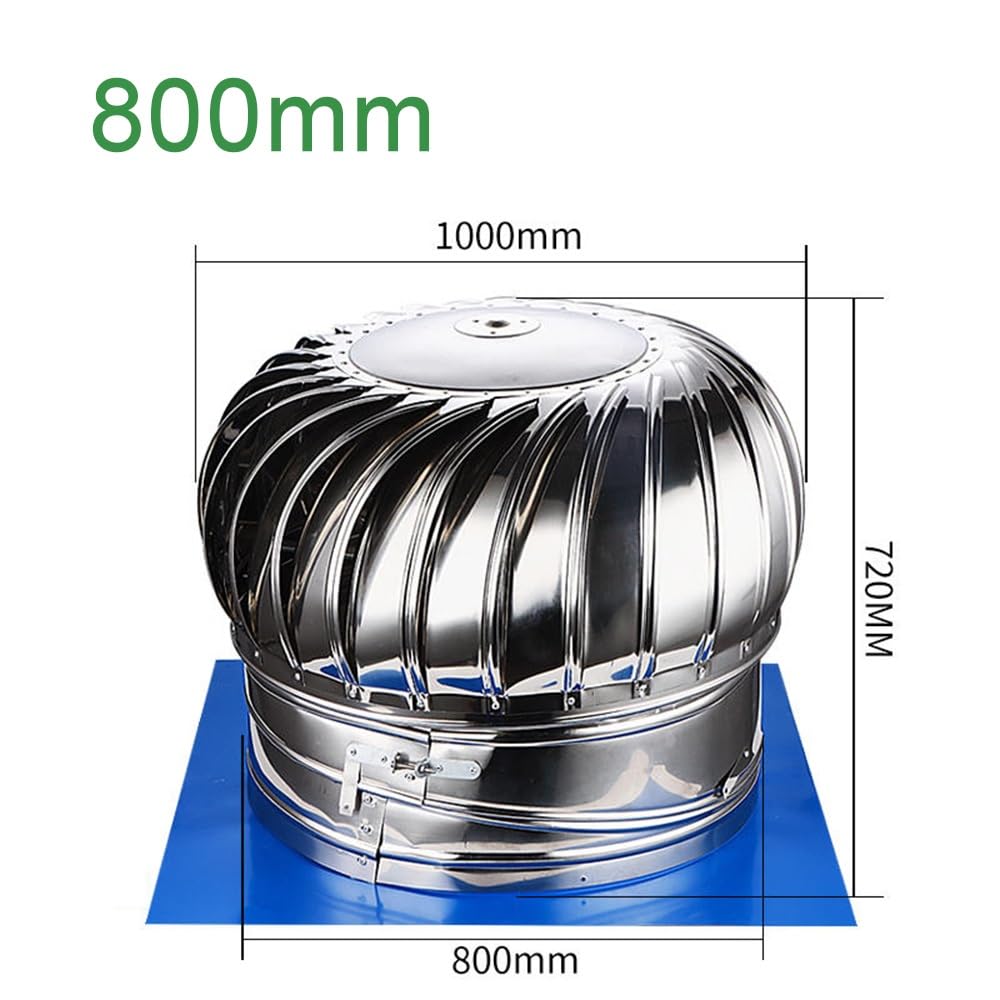 Cappelli di ventilazione non motorizzati, Tappo Turbina Di Sfiato Girevole In Acciaio Inox for Canna Fumaria(800mm/32inch)