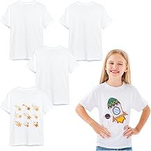 OKBA 5 PCS Sublimation t Shirts Blanks Polyester Shirts Short Sleeves White t-Shirt for Kids Children
