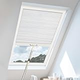 UrMoon Skylight Shades for Ceiling Window Easy Install Skylight Cover Honeycomb Design Cellular Blinds for Inclined Sun Room Windows (Blackout - Pure White, Customize)