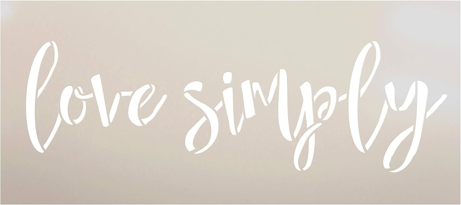 Love Simply Stencil by StudioR12 | Wood Signs | Rm Word Art - Reusable Mylar Template | Painting Chalk Mixed Media | Use for Wood Signs | DIY Home - Choose Size (18 X 8)