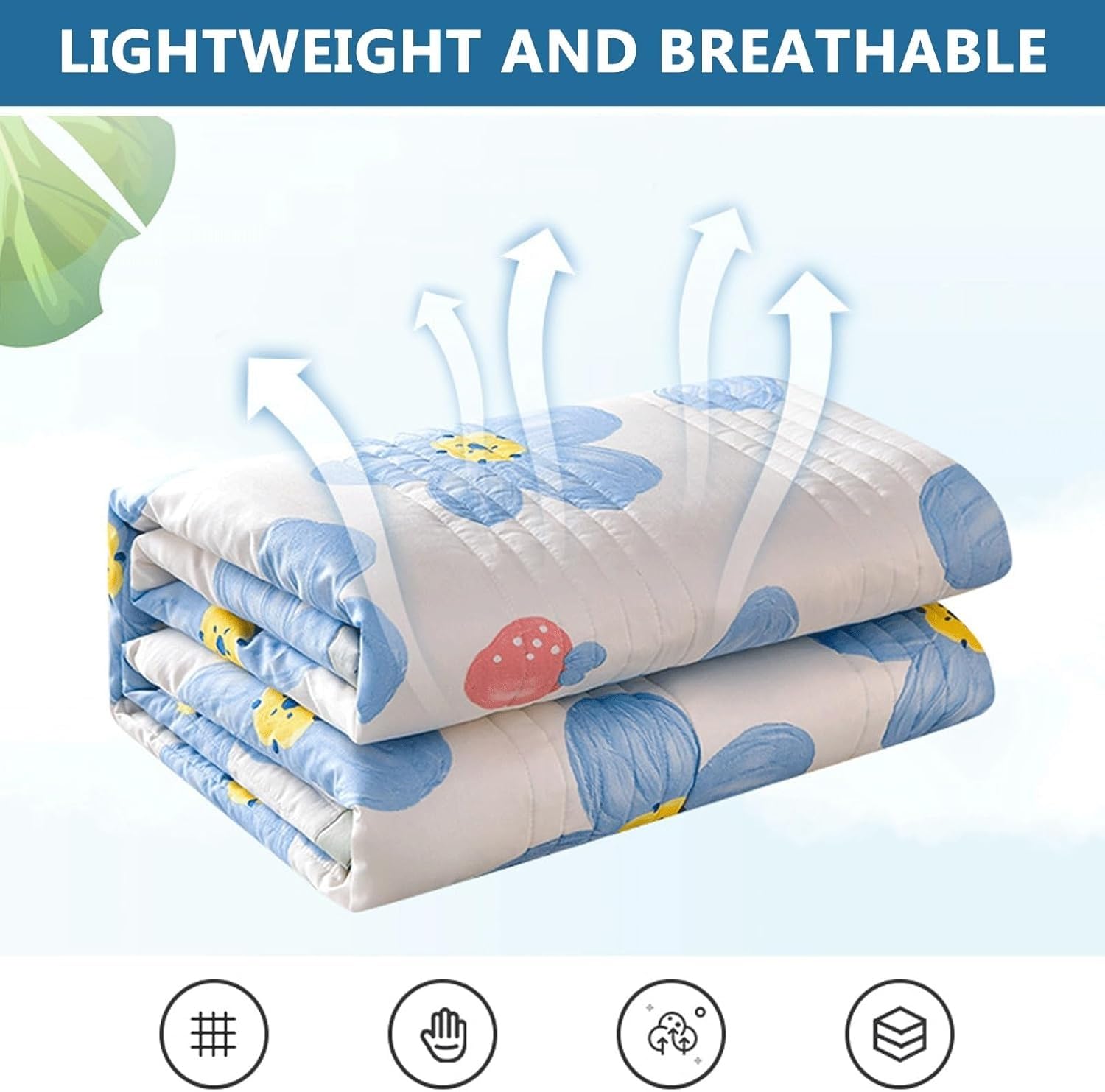 Edredón de Verano 100% Algodón Reversible – Ligero y Transpirable para Todas Las Estaciones, Suave y Cómodo, Lavable a Máquina (200x230)(R,200 * 230cm)