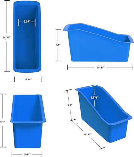 Miniatura 5 de Storex Modern Series - Papelera grande para libros, organizador de plástico entrelazado para el hogar, la oficina y el aula, azul, paquete de 6