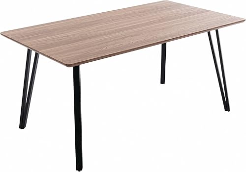 Wahson Mesa de comedor de madera, mesa de comedor moderna de 63 pulgadas con patas de metal, para cocina, sala de estar, nogal