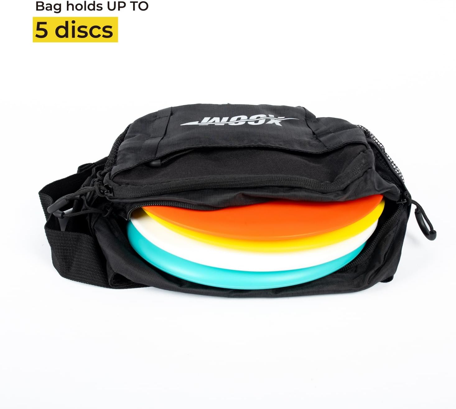 Disc Golf Starter Bag Waist Fanny, Basic Portable Waist Bag Storage for 3-5 Discs, with Adjustable Strap, 3 Zipped Pockets for Men, Women, Black