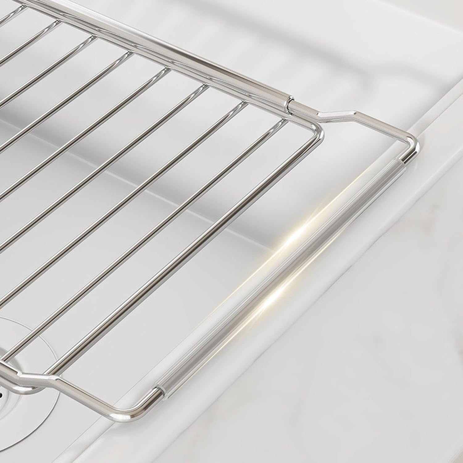Sink Drain Rack, Telescopic Kitchen Storage Rack, Under Shelf Drain Basket, Adjustable Dish and Cup Holder for Dishes, Vegetables, and Sinks Organization