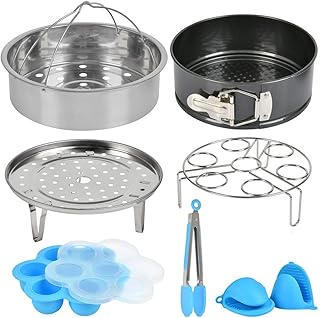 TIMESET L 8 sztuk zestaw akcesoriów do szybkowaru 5 6 x 20 cm, parowaru, kosza, podstawa jajka, nieprzywierająca tortownica, szczypce kuchenne, akcesoria do Instant Pot