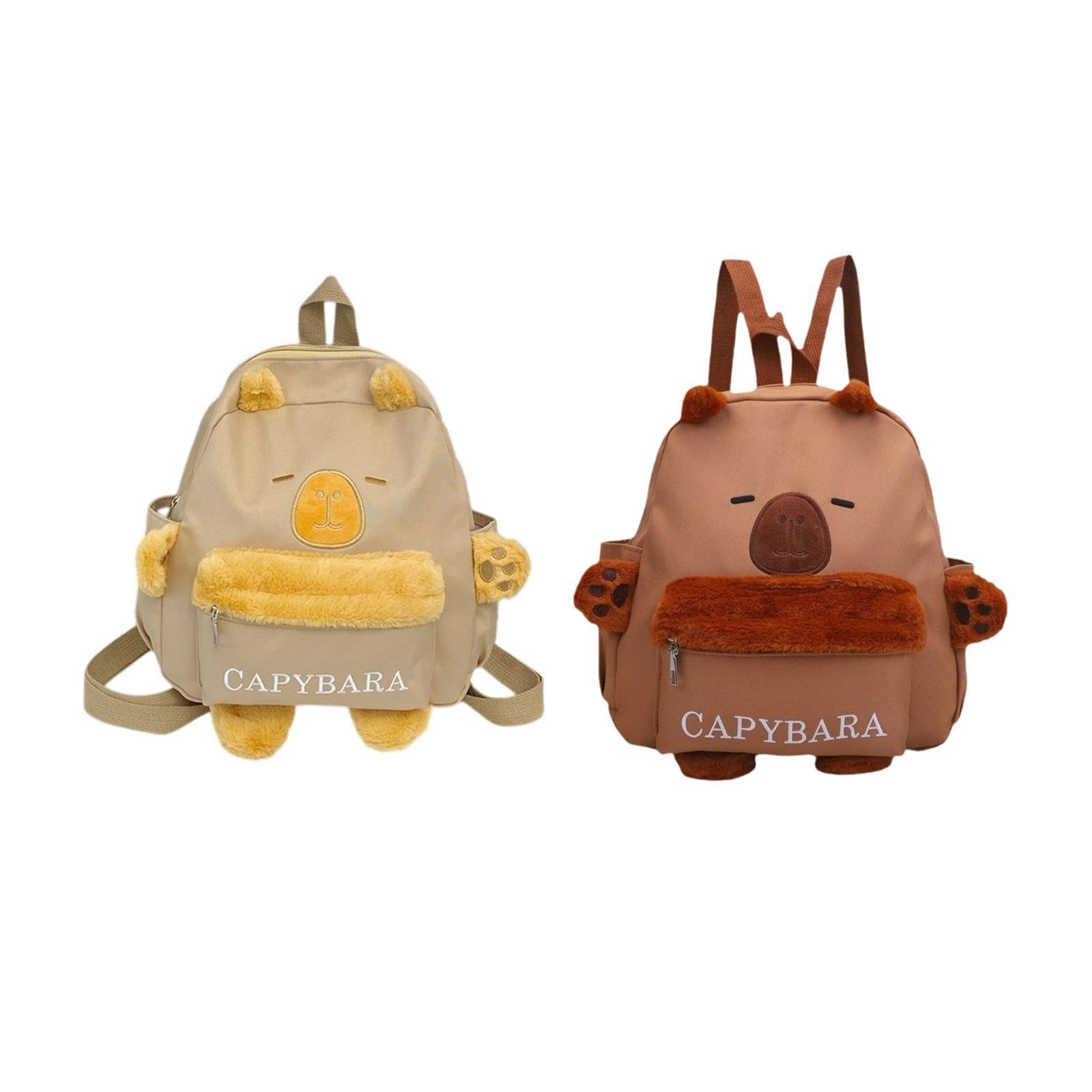 plush capybara backpack lightweight casual bookbag for college girls student brown ear| stylish fashion wear | trendy clothing