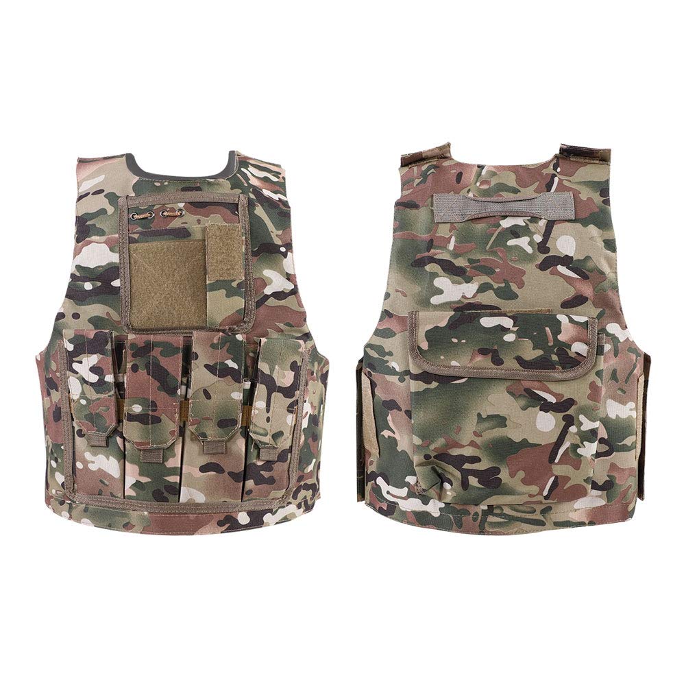 Alomejor Army Multi Terrain Camouflage Vest Camo Combat Vest para niños Juegos al aire (CP Camouflage)