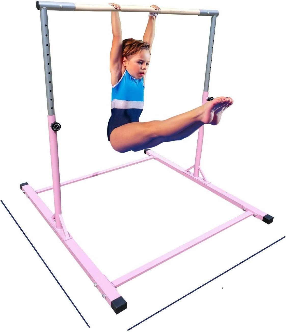 Gymnastics Kip Bar Horizontal Bar Professional Junior Gymnastic Training High Bar Asymmetric Bar 13 Level Height Adjustable Expandable 3 to 5 FT Jungle Gym (Pink)