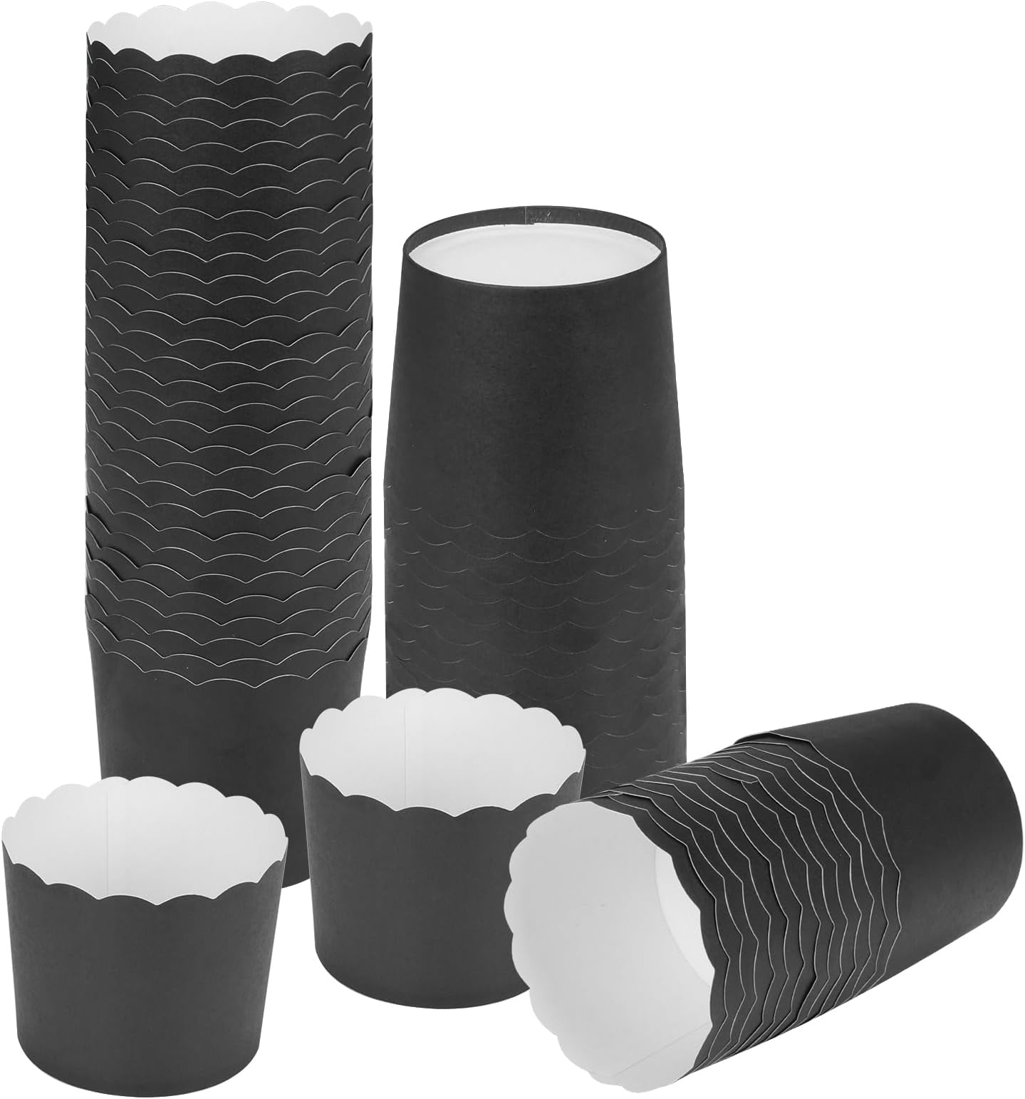 Paper Baking Cups 60-Pack Large Greaseproof Baking Cups Cupcake Muffin Cases Disposable Cupcake Wrappers For Birthday Baby Shower And Party Decorations-Pure Black