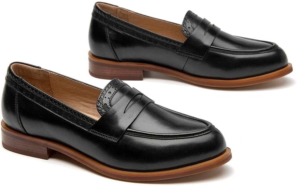 BEAU TODAY Womens Loafers, Leather Penny Loafers for Women, Comfortable Slip-on Loafers Shoes for Women Flats Shoes, Business Casual Office Work Dressy Shoes - Image 7