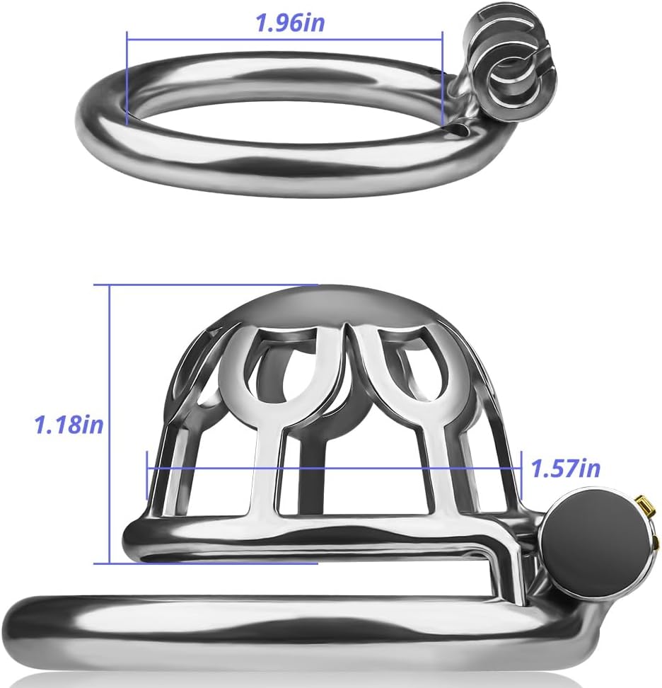 Stainless Steel Chastity Cage Male Chastity Device Cock Cage Locked Penis cage SM Bondage Gear Chastity Sex Toy for Men (1.96 Inch)